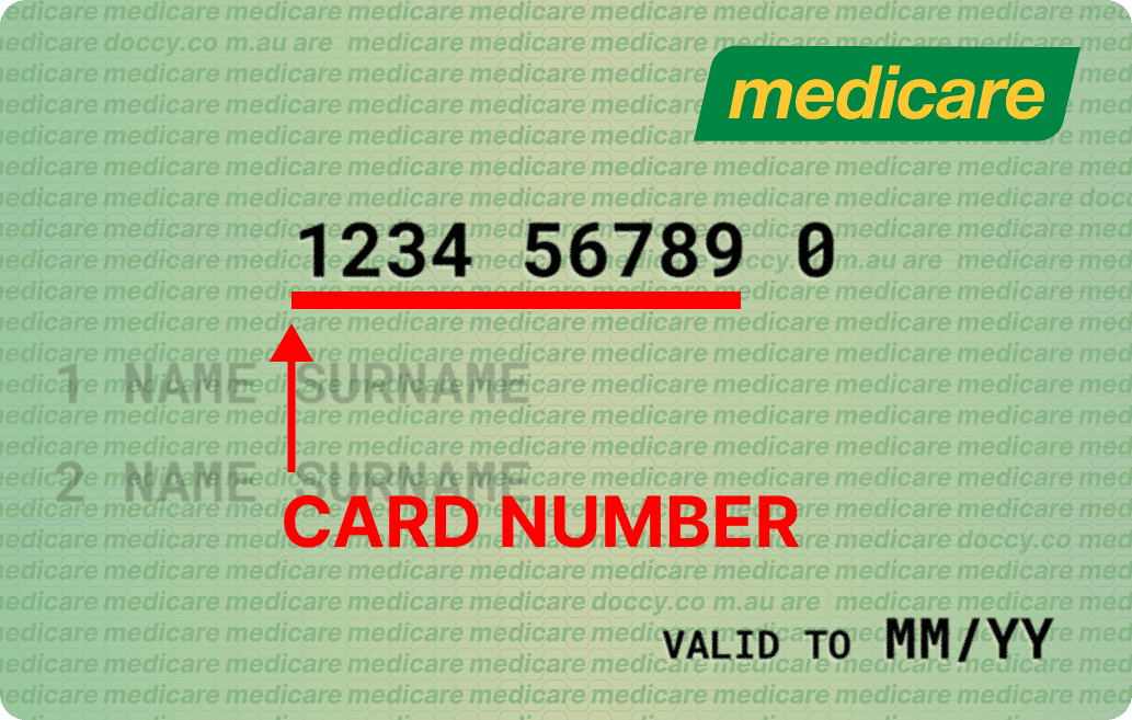 Medicare card showing the location of the 9-digit Medicare number