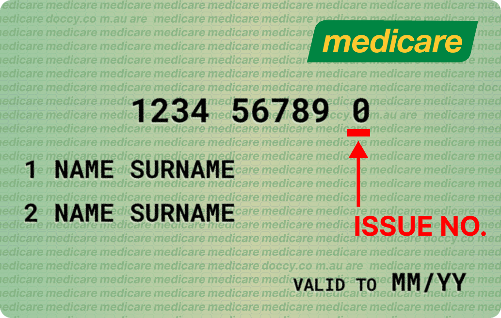 Medicare card showing the issue number location